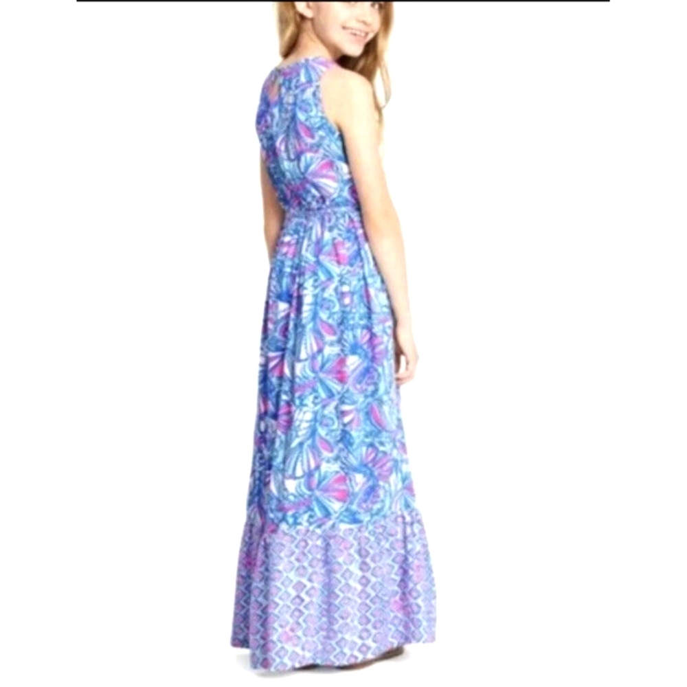Lilly Pulitzer Blue and Pink Tiered Maxi Dress.SIZE:XL